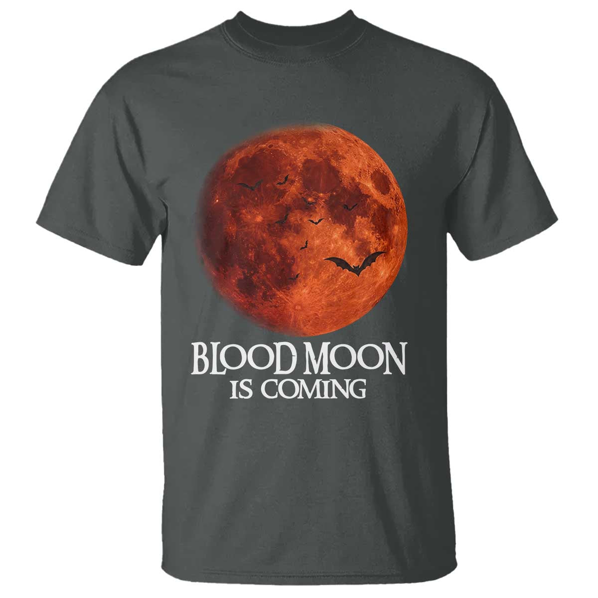 Blood Moon Is Coming Spooky Halloween T Shirt Flying Bats Gothic Dark Horror Graphic