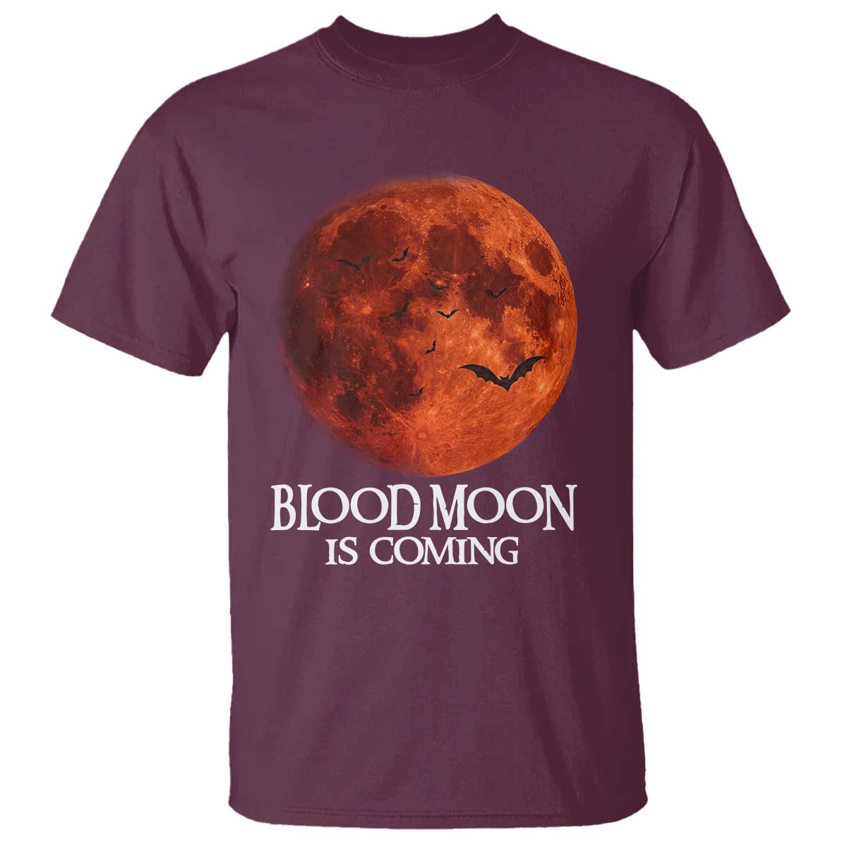 Blood Moon Is Coming Spooky Halloween T Shirt Flying Bats Gothic Dark Horror Graphic