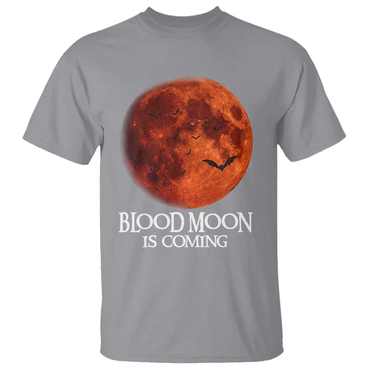 Blood Moon Is Coming Spooky Halloween T Shirt Flying Bats Gothic Dark Horror Graphic
