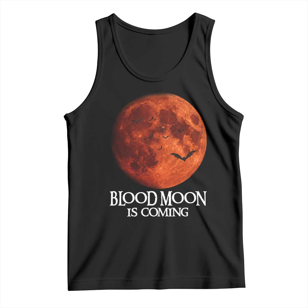 Blood Moon Is Coming Spooky Halloween Tank Top Flying Bats Gothic Dark Horror Graphic