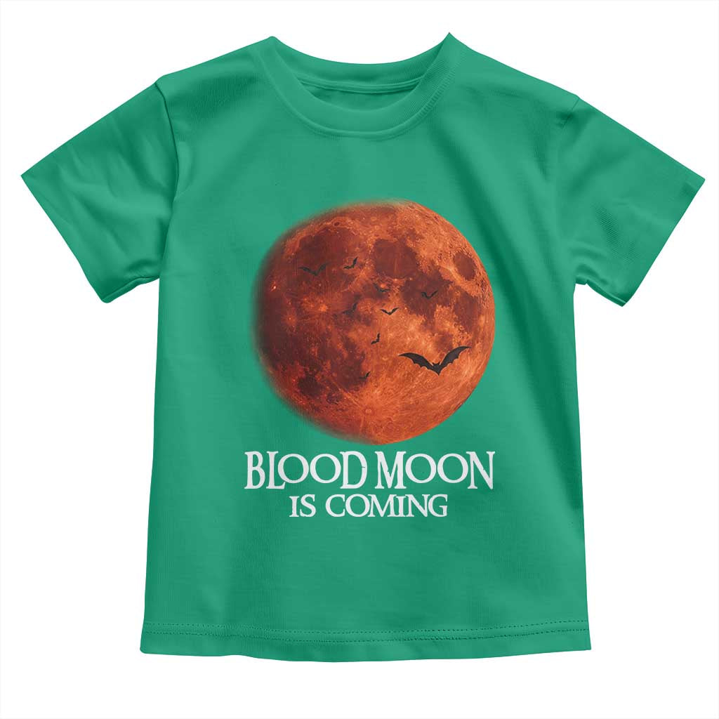Blood Moon Is Coming Spooky Halloween Toddler T Shirt Flying Bats Gothic Dark Horror Graphic