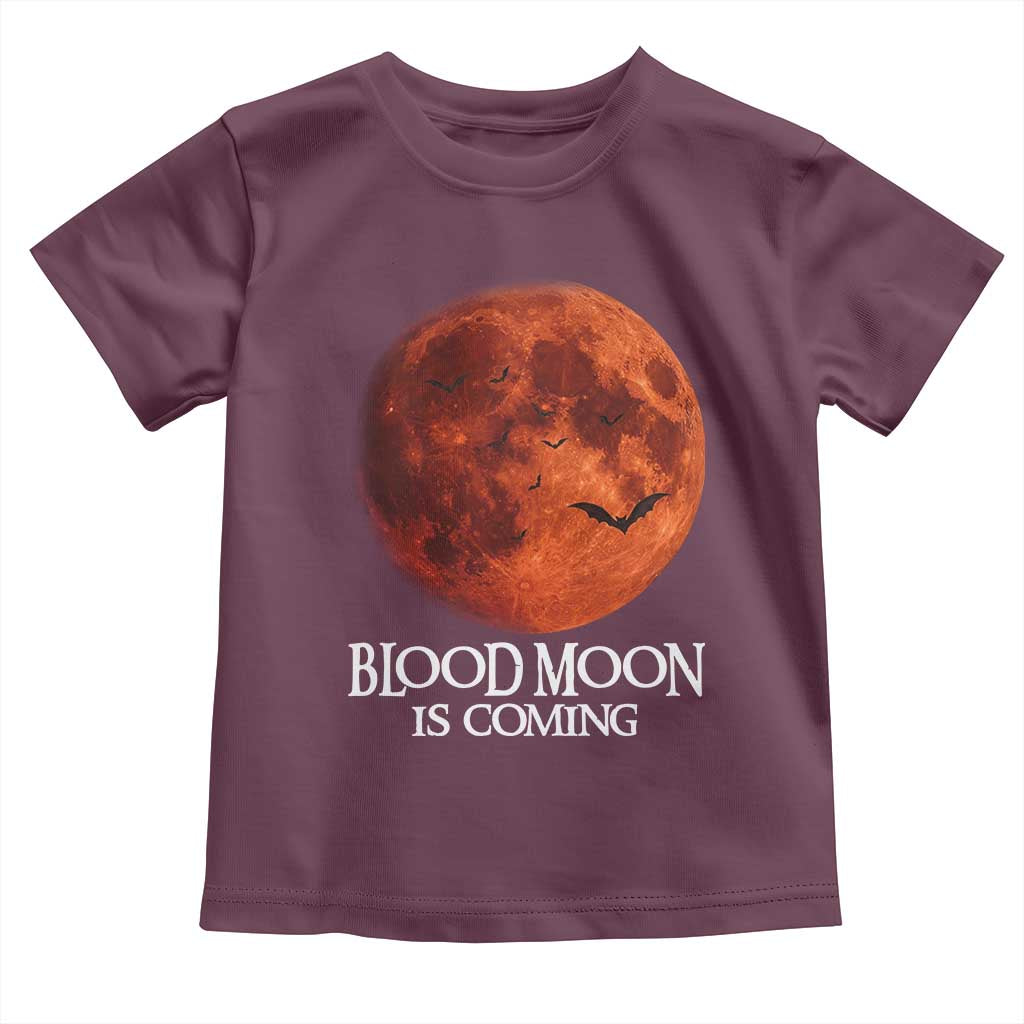 Blood Moon Is Coming Spooky Halloween Toddler T Shirt Flying Bats Gothic Dark Horror Graphic