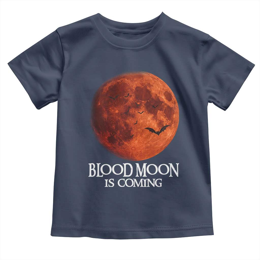 Blood Moon Is Coming Spooky Halloween Toddler T Shirt Flying Bats Gothic Dark Horror Graphic