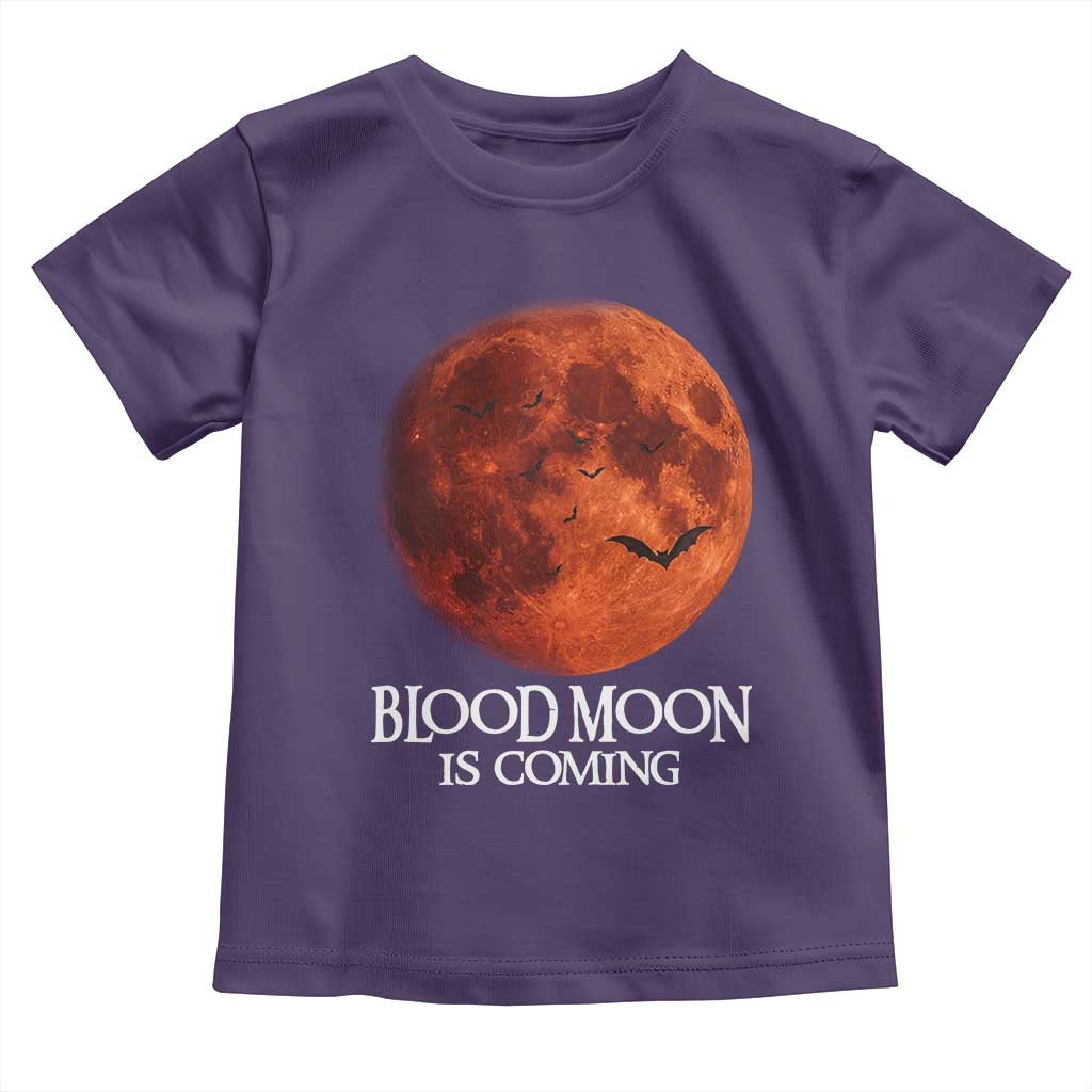 Blood Moon Is Coming Spooky Halloween Toddler T Shirt Flying Bats Gothic Dark Horror Graphic