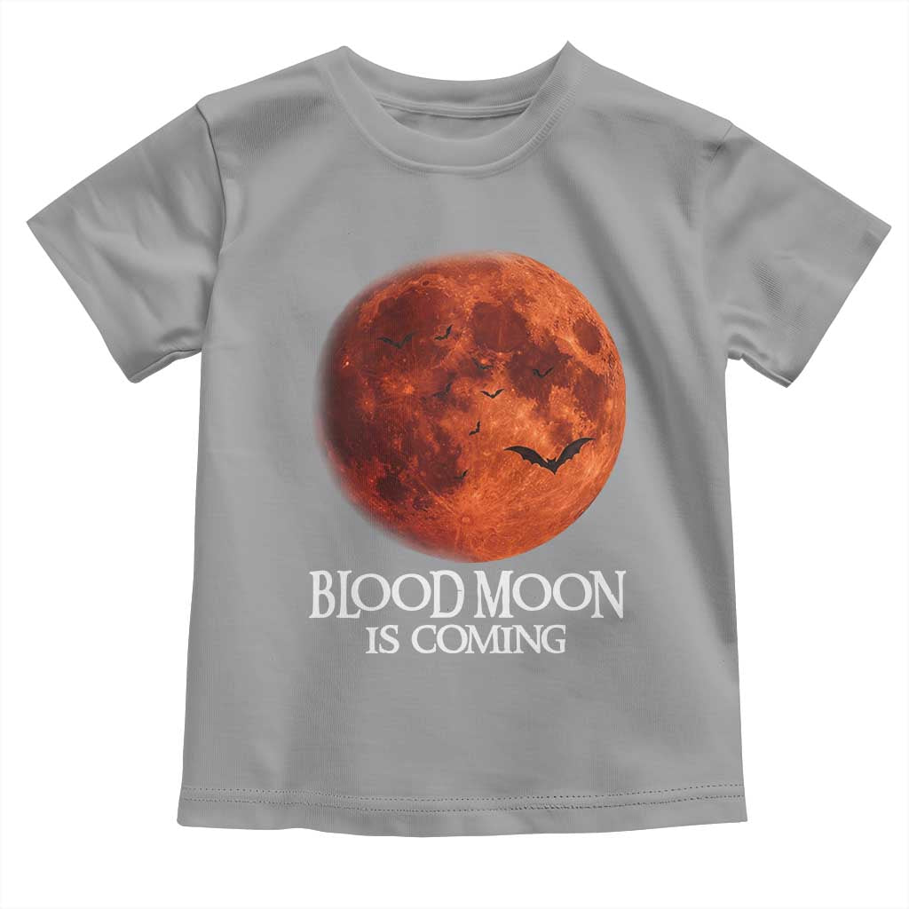 Blood Moon Is Coming Spooky Halloween Toddler T Shirt Flying Bats Gothic Dark Horror Graphic