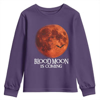 Blood Moon Is Coming Spooky Halloween Youth Sweatshirt Flying Bats Gothic Dark Horror Graphic