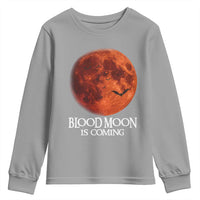 Blood Moon Is Coming Spooky Halloween Youth Sweatshirt Flying Bats Gothic Dark Horror Graphic