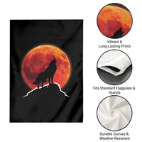 Howling Wolf Crimson Blood Moon Garden Flag Mountain Wildlife Nature Graphic