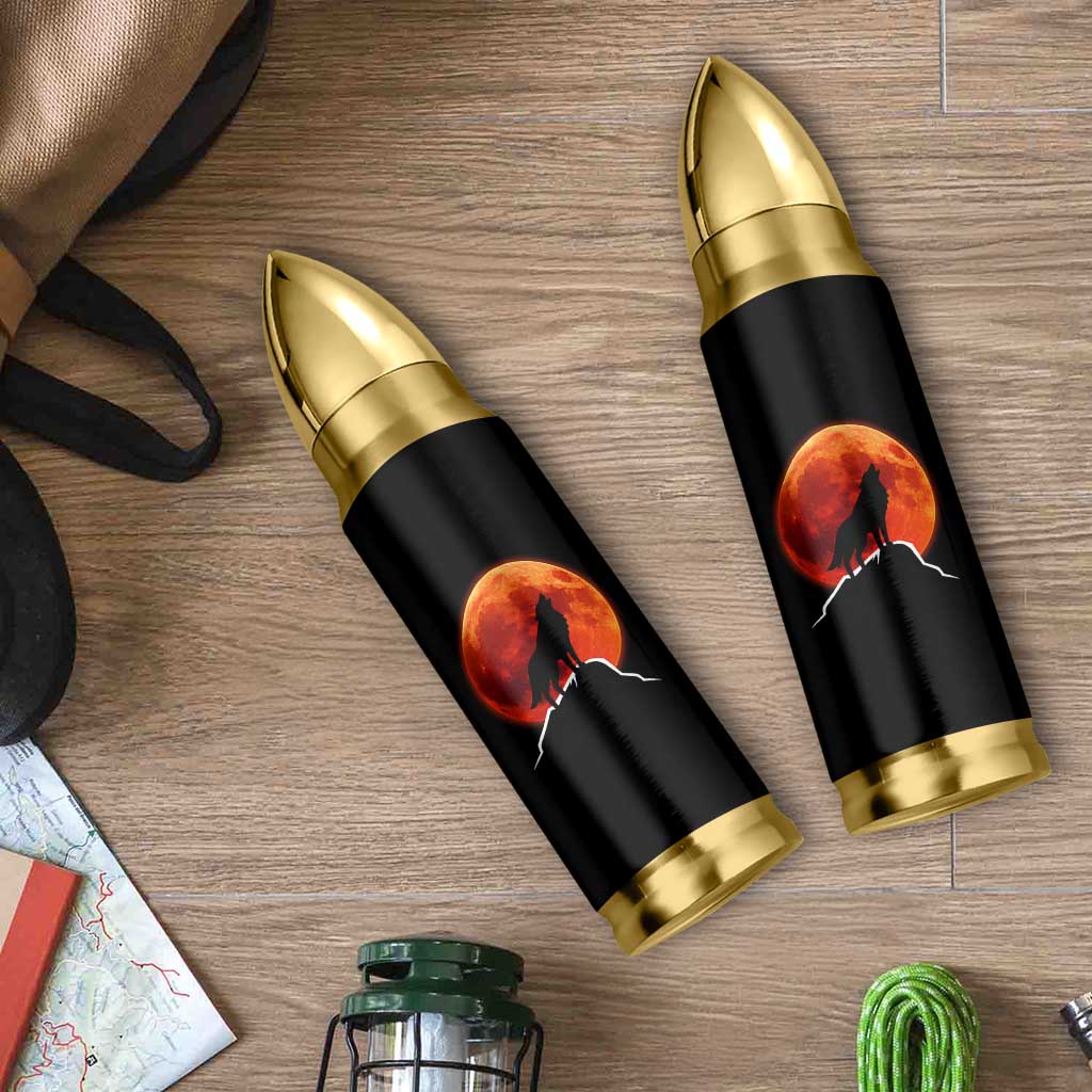 Howling Wolf Crimson Blood Moon Bullet Tumbler Mountain Wildlife Nature Graphic