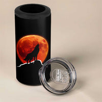 Howling Wolf Crimson Blood Moon 4 in 1 Can Cooler Tumbler Mountain Wildlife Nature Graphic