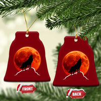Howling Wolf Crimson Blood Moon Ceramic Ornament Mountain Wildlife Nature Graphic