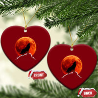 Howling Wolf Crimson Blood Moon Ceramic Ornament Mountain Wildlife Nature Graphic