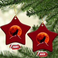 Howling Wolf Crimson Blood Moon Ceramic Ornament Mountain Wildlife Nature Graphic