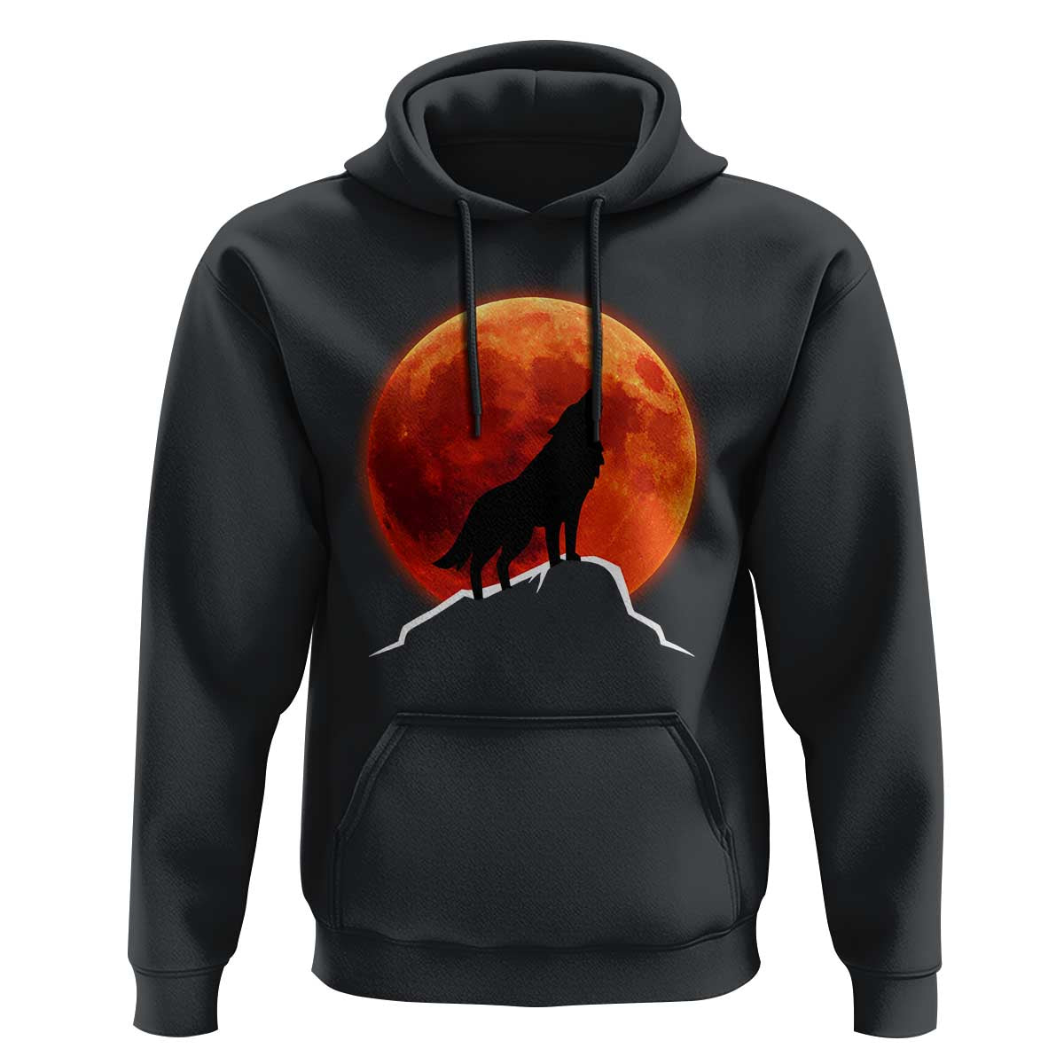 Howling Wolf Crimson Blood Moon Hoodie Mountain Wildlife Nature Graphic