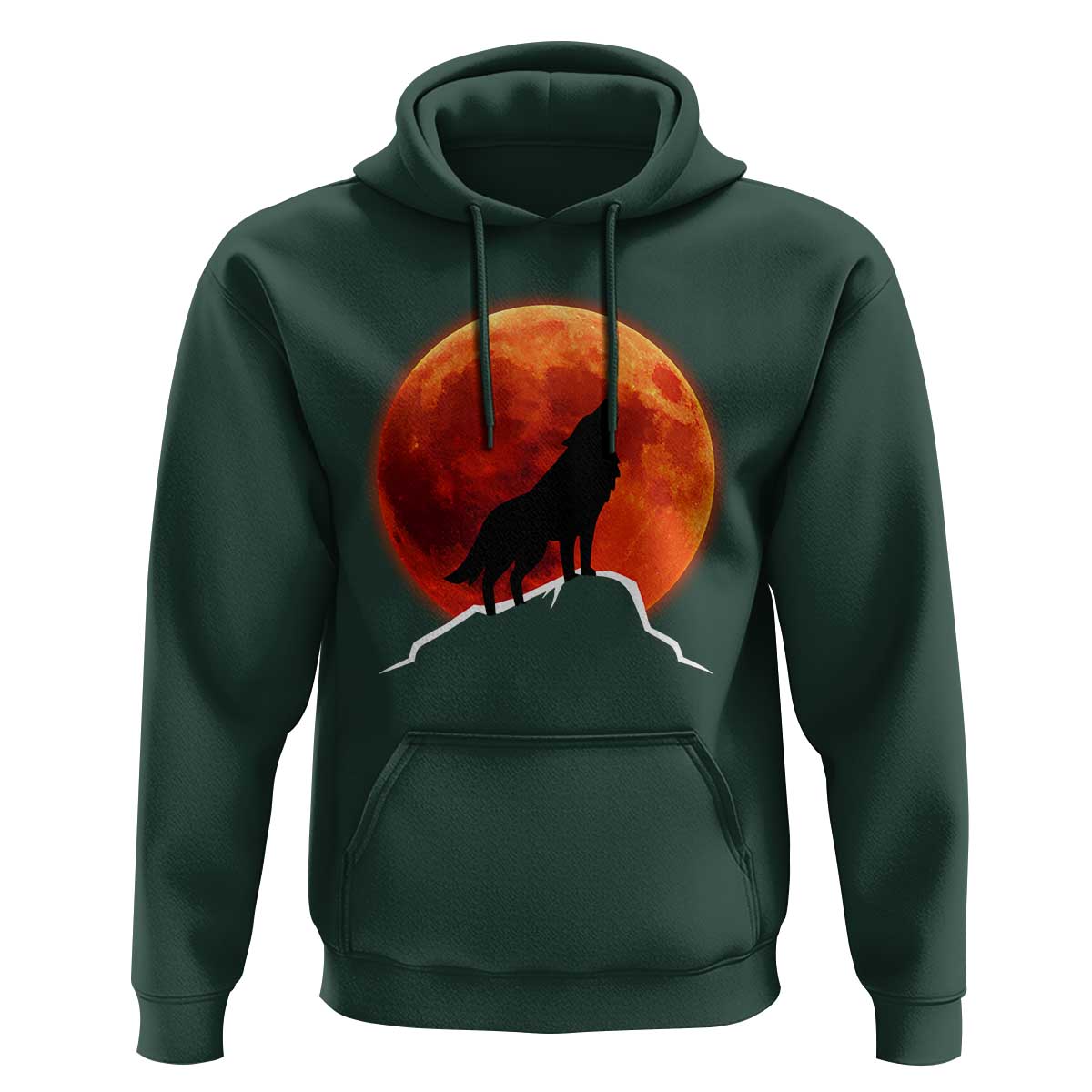 Howling Wolf Crimson Blood Moon Hoodie Mountain Wildlife Nature Graphic