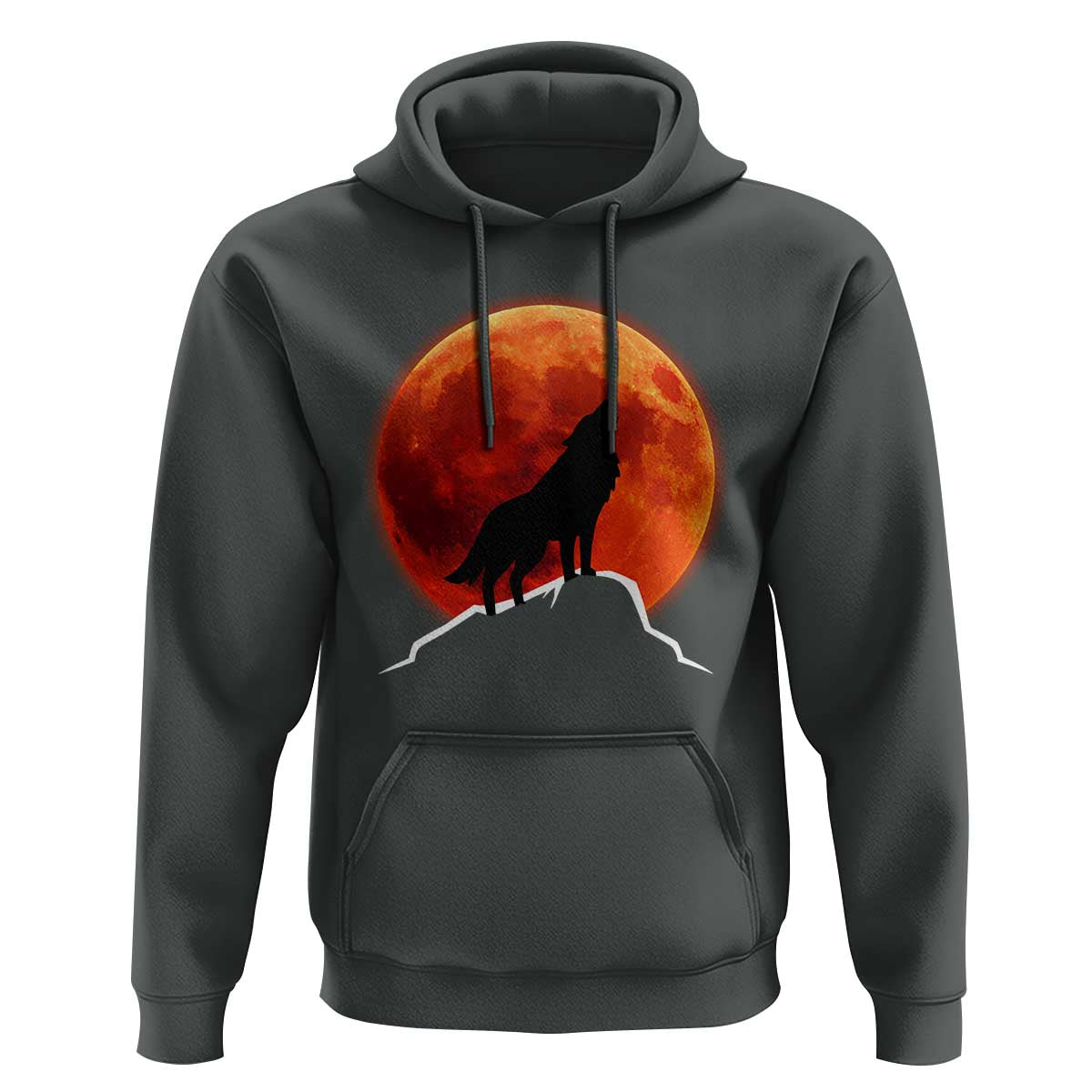 Howling Wolf Crimson Blood Moon Hoodie Mountain Wildlife Nature Graphic
