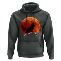 Howling Wolf Crimson Blood Moon Hoodie Mountain Wildlife Nature Graphic