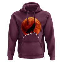 Howling Wolf Crimson Blood Moon Hoodie Mountain Wildlife Nature Graphic