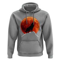 Howling Wolf Crimson Blood Moon Hoodie Mountain Wildlife Nature Graphic
