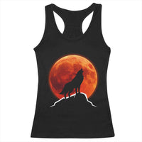 Howling Wolf Crimson Blood Moon Racerback Tank Top Mountain Wildlife Nature Graphic