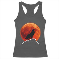 Howling Wolf Crimson Blood Moon Racerback Tank Top Mountain Wildlife Nature Graphic
