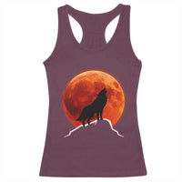Howling Wolf Crimson Blood Moon Racerback Tank Top Mountain Wildlife Nature Graphic