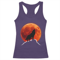 Howling Wolf Crimson Blood Moon Racerback Tank Top Mountain Wildlife Nature Graphic