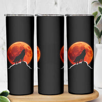 Howling Wolf Crimson Blood Moon Skinny Tumbler Mountain Wildlife Nature Graphic