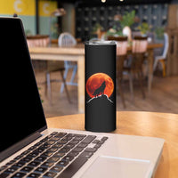 Howling Wolf Crimson Blood Moon Skinny Tumbler Mountain Wildlife Nature Graphic