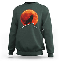 Howling Wolf Crimson Blood Moon Sweatshirt Mountain Wildlife Nature Graphic