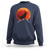 Howling Wolf Crimson Blood Moon Sweatshirt Mountain Wildlife Nature Graphic