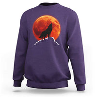 Howling Wolf Crimson Blood Moon Sweatshirt Mountain Wildlife Nature Graphic