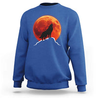 Howling Wolf Crimson Blood Moon Sweatshirt Mountain Wildlife Nature Graphic