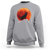 Howling Wolf Crimson Blood Moon Sweatshirt Mountain Wildlife Nature Graphic