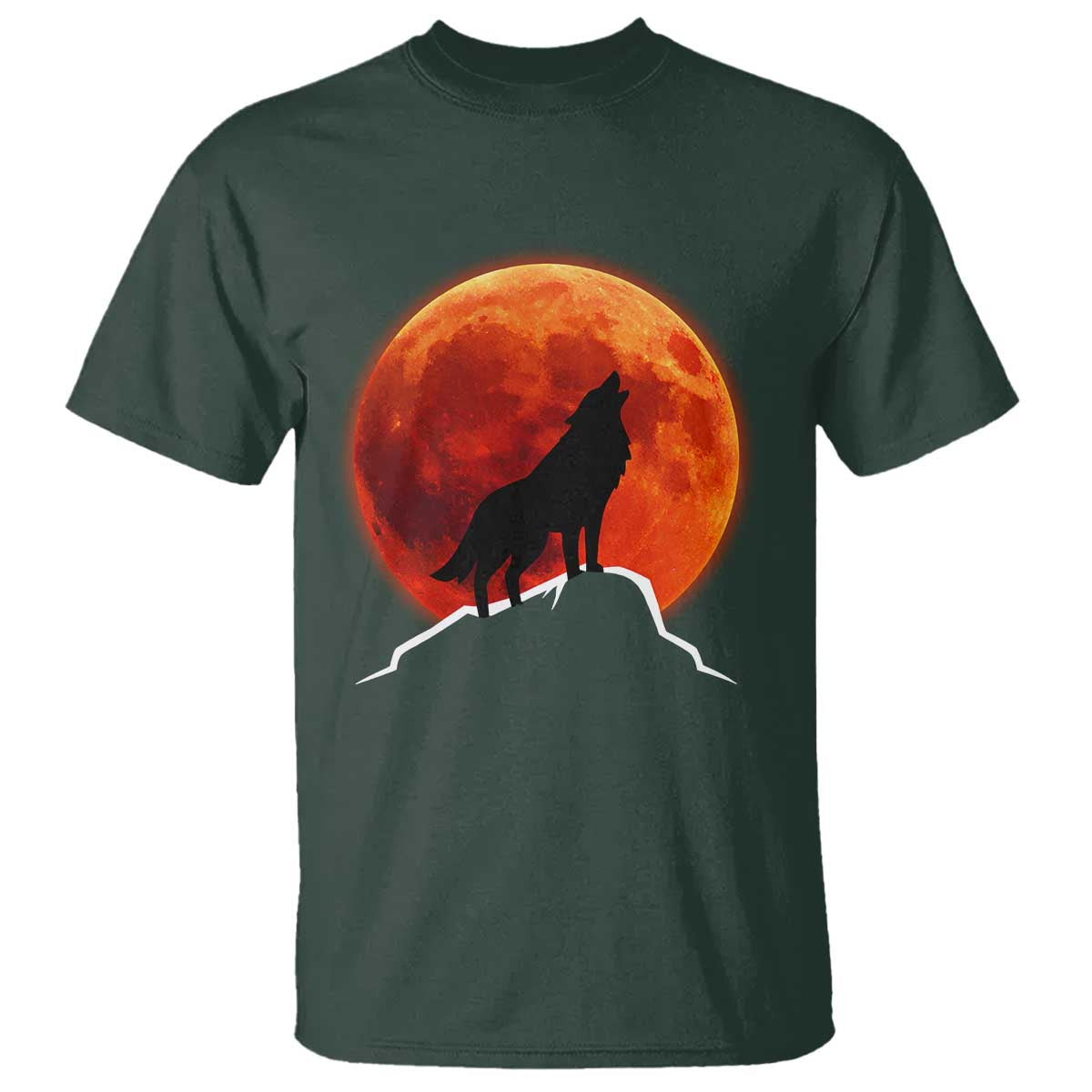 Howling Wolf Crimson Blood Moon T Shirt Mountain Wildlife Nature Graphic