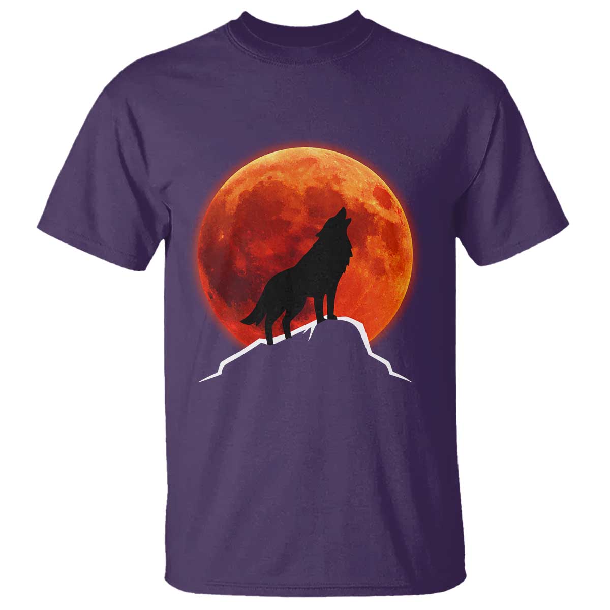 Howling Wolf Crimson Blood Moon T Shirt Mountain Wildlife Nature Graphic
