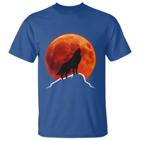 Howling Wolf Crimson Blood Moon T Shirt Mountain Wildlife Nature Graphic