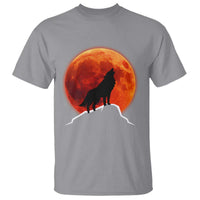 Howling Wolf Crimson Blood Moon T Shirt Mountain Wildlife Nature Graphic