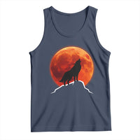 Howling Wolf Crimson Blood Moon Tank Top Mountain Wildlife Nature Graphic