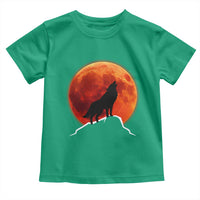Howling Wolf Crimson Blood Moon Toddler T Shirt Mountain Wildlife Nature Graphic