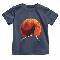 Howling Wolf Crimson Blood Moon Toddler T Shirt Mountain Wildlife Nature Graphic