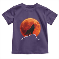 Howling Wolf Crimson Blood Moon Toddler T Shirt Mountain Wildlife Nature Graphic