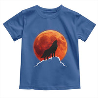 Howling Wolf Crimson Blood Moon Toddler T Shirt Mountain Wildlife Nature Graphic