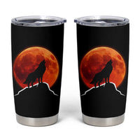 Howling Wolf Crimson Blood Moon Tumbler Cup Mountain Wildlife Nature Graphic