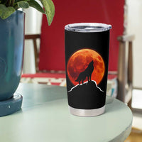 Howling Wolf Crimson Blood Moon Tumbler Cup Mountain Wildlife Nature Graphic
