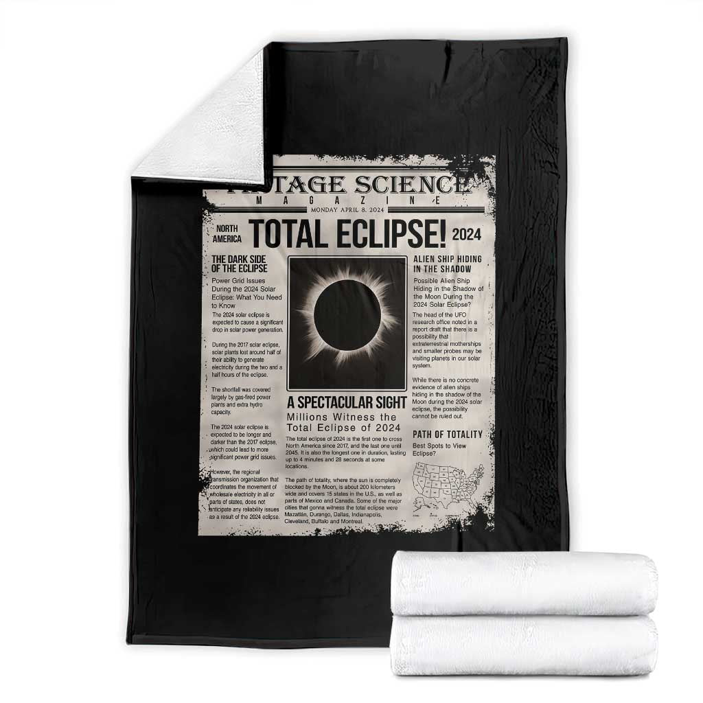 Retro Vintage Science Magazine Total Solar Eclipse 2024 Throw Blanket Historic Totality Astronomy Geek Memorabilia