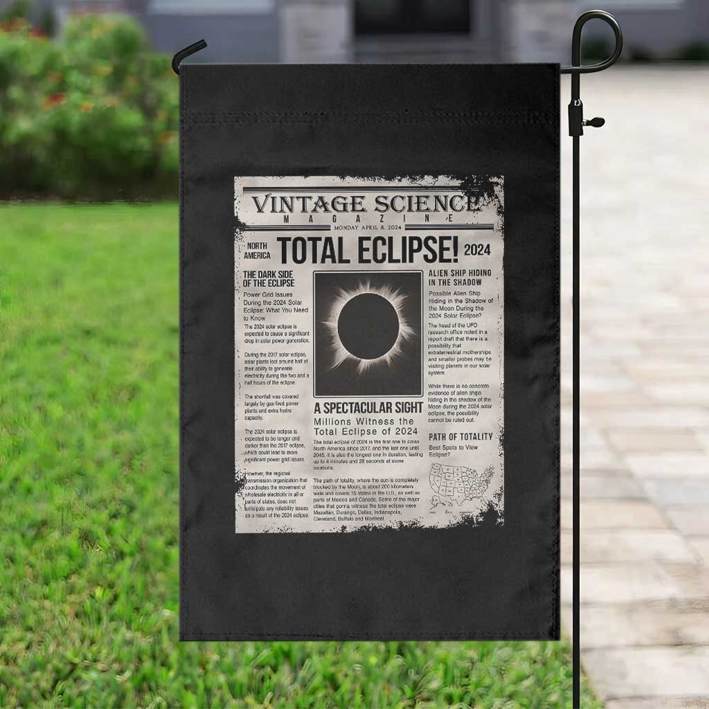Retro Vintage Science Magazine Total Solar Eclipse 2024 Garden Flag Historic Totality Astronomy Geek Memorabilia