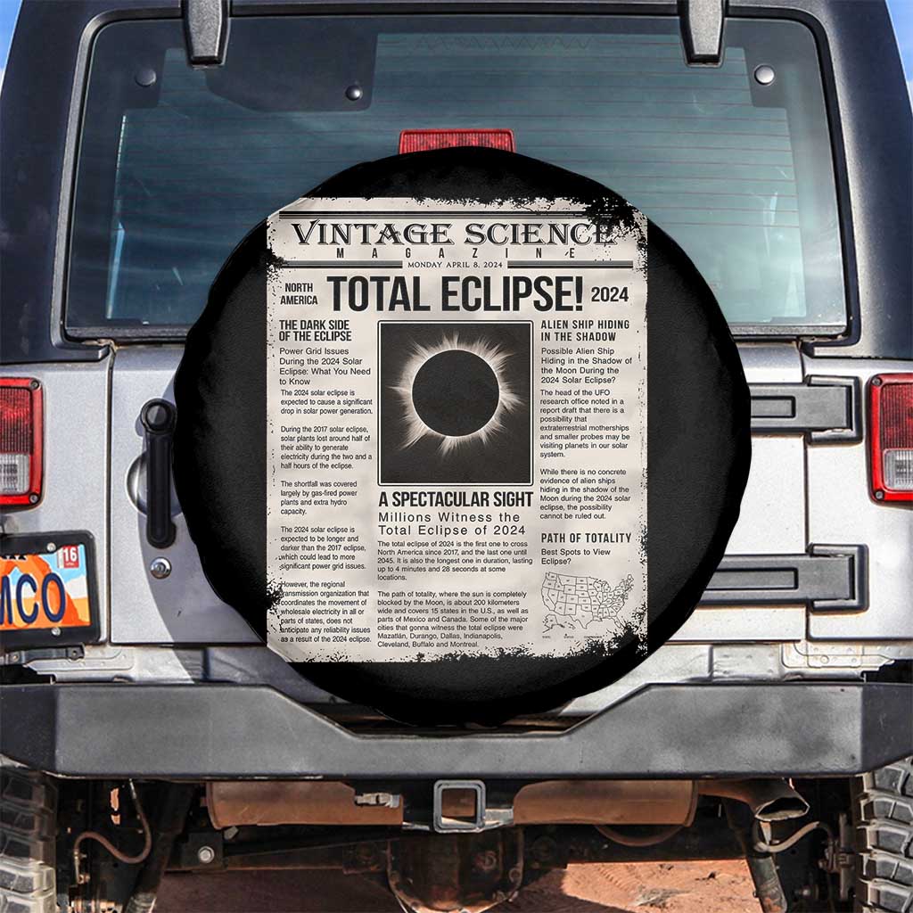 Retro Vintage Science Magazine Total Solar Eclipse 2024 Spare Tire Cover Historic Totality Astronomy Geek Memorabilia