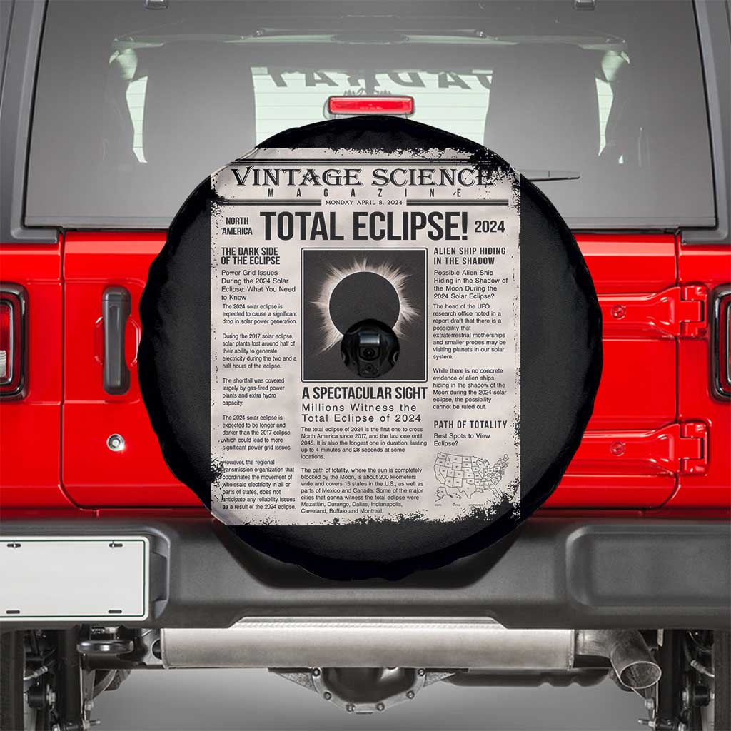 Retro Vintage Science Magazine Total Solar Eclipse 2024 Spare Tire Cover Historic Totality Astronomy Geek Memorabilia