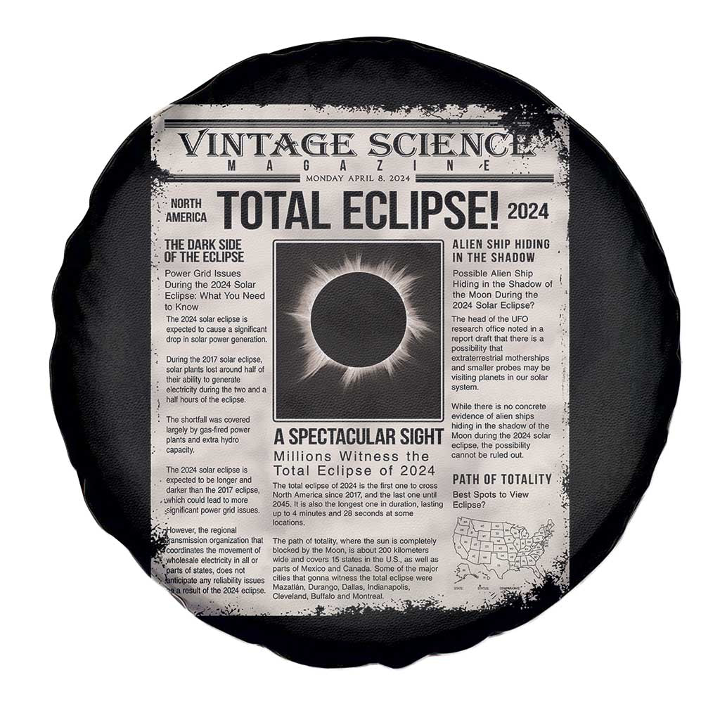 Retro Vintage Science Magazine Total Solar Eclipse 2024 Spare Tire Cover Historic Totality Astronomy Geek Memorabilia